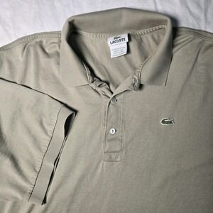 Lacoste Shirt Cotton Short Sleeve Polo Shirt Size 7 Stretch Casual Golf Sage XXL